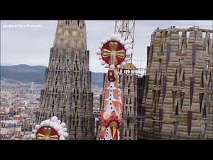 La Sagrada Família Basilica, Barcelona, Spain - Drone Footage Feb 2022