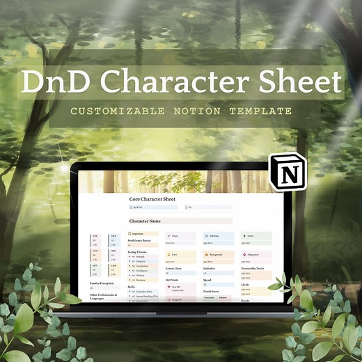 Dnd 5e Character Sheet: Customizable Notion Template (digital Download) - Etsy