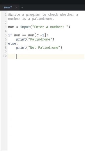 #Write a program to check whether a number is a palindrome.