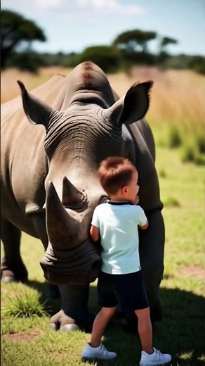 Baby Pets a RHINO in the Savanna! 😍 Cutest Video of the Year