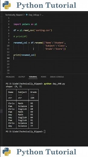 Renaming Columns In Polars Dataframes | Python Tutorials