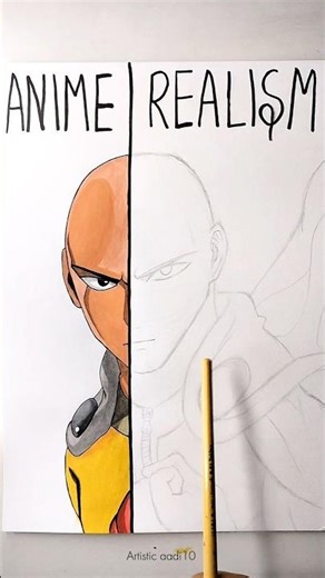 Drawing Saitama (Realism) 😤 | Anime vs Realism #shorts