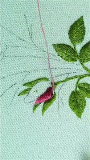 Rose Embroidery | Wool Thread Satin Stitch Flower Technique SHORT