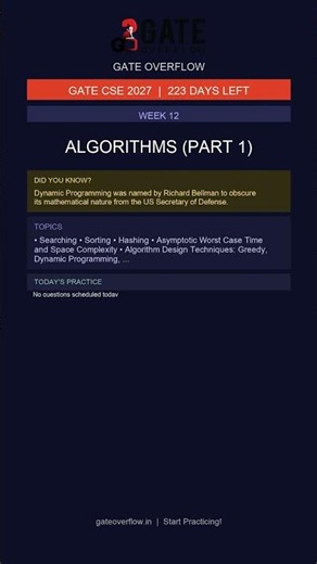 GATE 2027 Study Plan | Week 12 | Algorithms (Part 1) | 2026-06-23