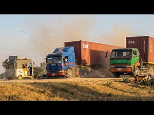 Massive Container Trucks vs Rural Road | Heavy Transport in Action