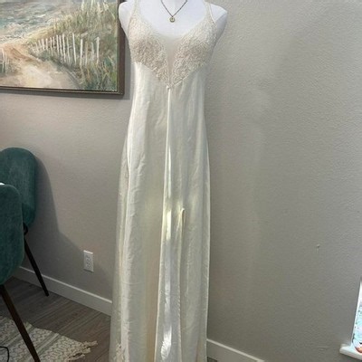 Vintage Victoria Secret Ivory Satin Lace Slip Gown Lingerie Nightgown – Size L | eBay