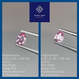 Padparadscha Sapphire Pair 0.23 Ct, 0.25 Ct Pear Shape Orangy Pink Heat Only GIT Certificate Facet Top Quality Natural Gemstone - Etsy Australia