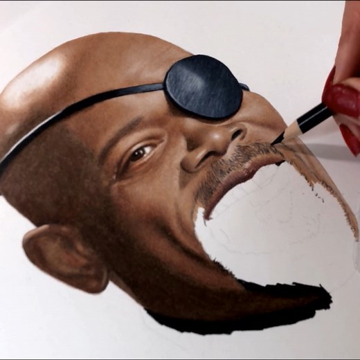 My colored pencil drawing of Samuel L Jackson as Nick Fury 🙂 w/ Jasmina Susak Photography | Jasmina Susak