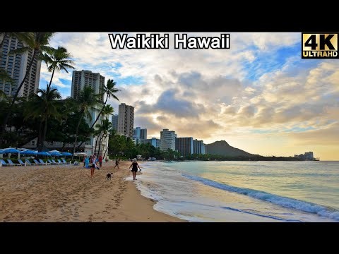Honolulu, Hawaii 4K Sunrise Beach Walk – Peaceful Morning Walking Tour 🌅🌴