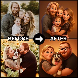 Custom Family Cartoon Portrait From Photo (digital File) - Etsy