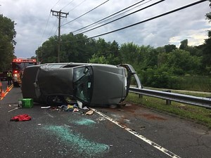 Rollover Crash Disrupts Traffic On Route 5 in Enfield