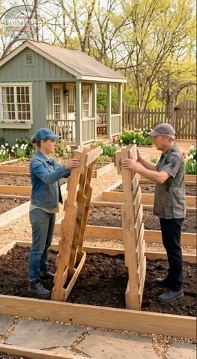 DIY Pallet Trellis: Ultimate Vertical Garden Hack! 🍅🌱 #garden