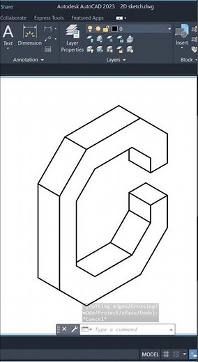Isometric Alphabet Drawing – C | 3D Letter C in AutoCAD (A to Z Isometric Series) #alphabet #drawing