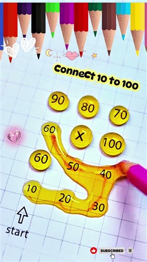 Hãy nối số thứ tự từ 10 đến 100 #maths #games #writing #art #line #drawing