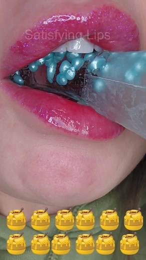 ASMR Satisfying Eating Frozen Honey 🍯🍯🍯 #frozenhoney #asmr #satisfyinglips #asmreating