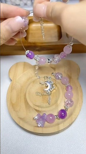 DIY Purple Moon Charm Bracelet | Aesthetic Beaded Jewelry Making 💜#crystals #asmr #jewelry #handmade
