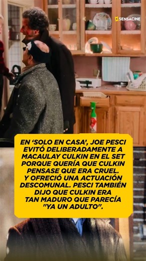 7.6K views · 135 reactions | En "Solo en Casa" Joe Pesci evitó deliberadamente a Macaulay Culkin en el set porque quería que Culkin pensase que era cruel. No esperaba que la película fuera popular, así que ofreció una actuación descomunal. Pesci también dijo que Culkin era tan maduro que parecía "ya un adulto". | SensaCine | Facebook