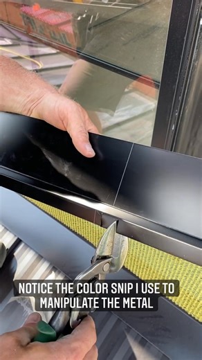 Easy way to prevent water from a drip cap from running down the side of your window or door! Notice the different color snips. I use them depending on which way I want to manipulate the metal! They aren’t just for left handed or right handed people | Thejalfamily | Facebook