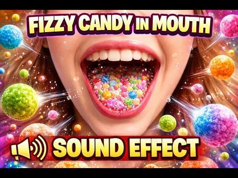 Effervescent, sparkling, fizzy candy in the mouth - sound effect
