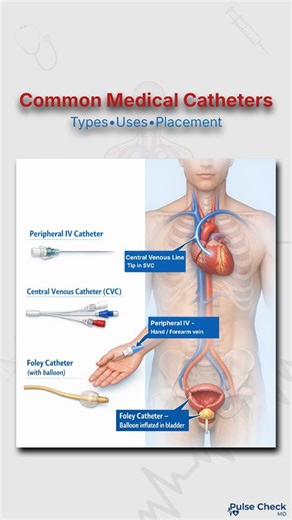 Pulsecheck MD | Common medical catheters explained simply 🩺 A must-know for every medical & nursing student. Save this reel for quick revision! 📌... | Instagram