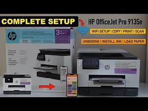 HP OfficeJet Pro 9135e Setup, Unboxing, Install Ink, Align, Wireless Setup, Copy, Print & Scan Test.
