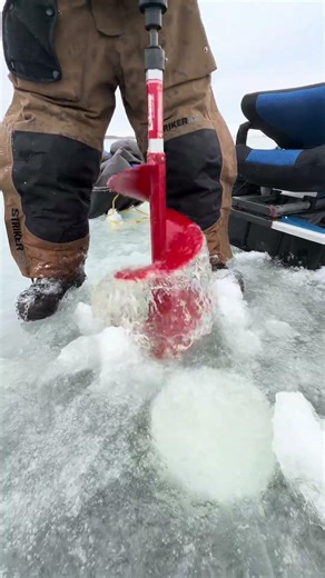 Do You Use Your Auger to Clean Ice Holes? 🤔❄️#IceFishing #FishingShorts #IceAuger #HardWater