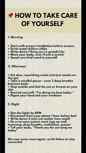 Daily Self-Care Routine for Morning, Afternoon, and Night #healthawareness #feelwell #homewellness