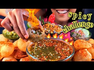 SPICY PANIPURI CHALLENGE | PANIPURI EATING CHALLENGE | INDIAN STREET FOOD | EATING VERY SPICY FOOD