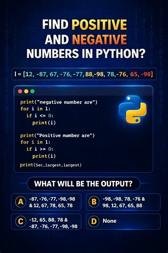 Find Positive & Negative Numbers in Python! ✅❌ #PythonTricks #correctcoding #coding #study #viral
