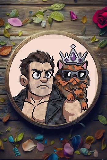 Dungeon Crawlers Carl and Princess Donut CROSS STITCH PATTERN - Etsy