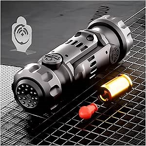 Tungsten Steel Fidget Toy Gun, Fidget Toys Adults, Metal Fidget Slider with Textured Spinner, EDC Gyro Finger Fidget Toys for Desk Office Keep Focus & Stress Relief (Black)