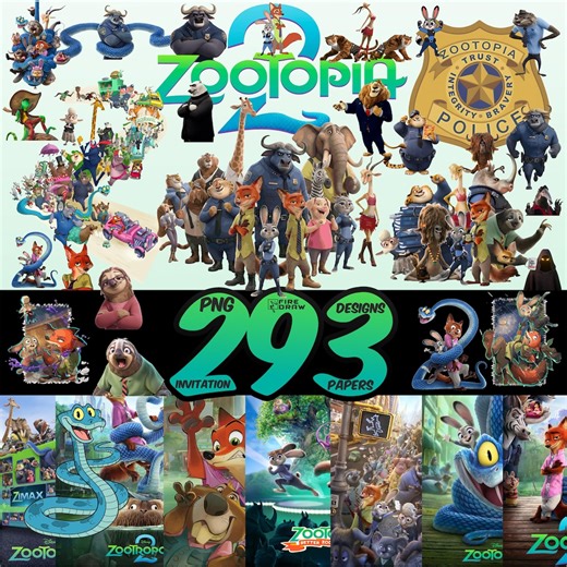 Zootopia 2 Cliparts Cartoon PNG Bundle, Wall Paper PNG Sublimation, Zootopia Birthday Shirt Party Designs, Sublimation, Digital Download - Etsy Australia