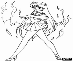 Rei Hino is Sailor Mars coloring page printable game