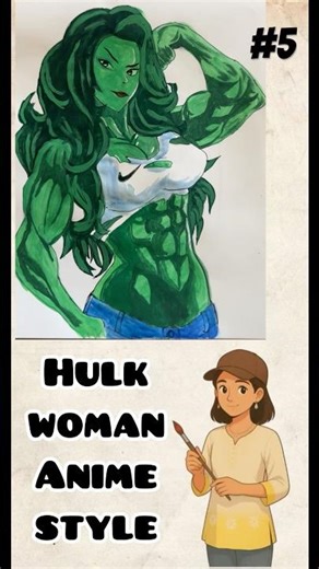 Hulk Girl Anime Style Drawing ✨ | Powerful Female Hulk Artwork”