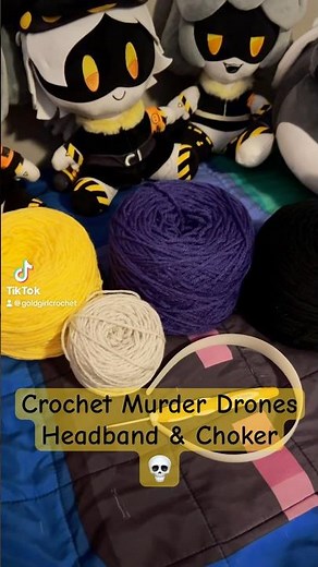 Crochet Murder drones Headband & Choker 💀💜💛 #handmadecrochet #crochet #murderdrones
