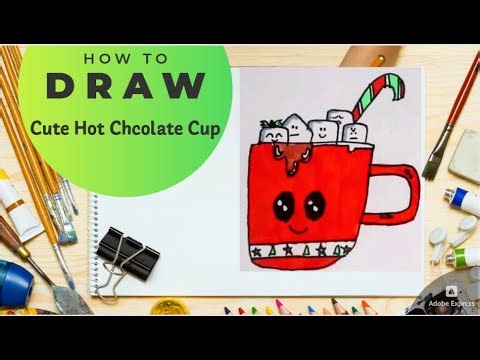 How to Draw a Cute Hot Chocolate Cup for Kids #drawingforkids #christmas #christmasdrawingideas