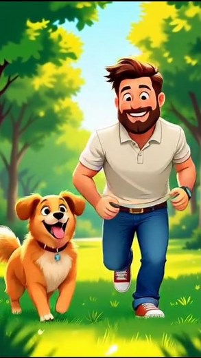 "Happy Man Running with Cute Dog 🐶 | Cartoon Animation Shorts"
