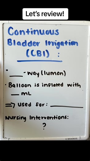 Let’s review! Continuous bladder irrigation…. Tell me what you know in the comments below! #nclex #blueprintnursing #studying #nursingstudent #futurenurse #rn #ngn #nextgen #boardpreparation #registerednurse #urology