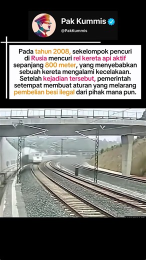 karena besi rel kereta dicuri