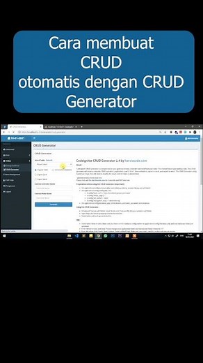 cara buat CRUD otomatis #php #html #codeigniter #shorts