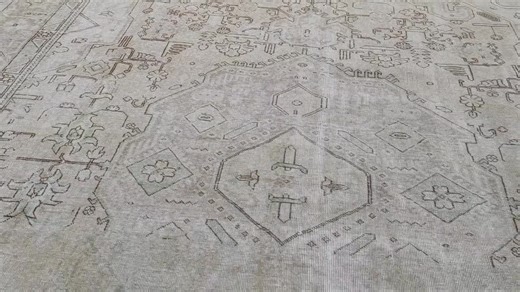 9x12 Neutral Turkish Rug, Beige Green Vintage Hand-knotted Wool - Etsy