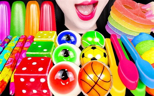 Jane ASMR RAINBOW DESSERT DICE CANDY JELLY GUMMY EATING