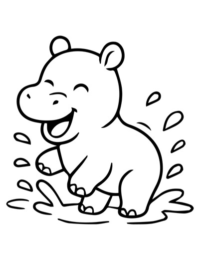 Baby Hippo Coloring Pages for Kids | Cute Animal Coloring Sheets | Printable Zoo Animal Coloring Book - Etsy