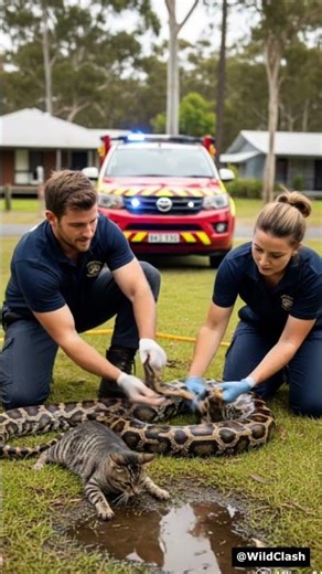 Saving Cat from Deadly Giant Python! #shorts