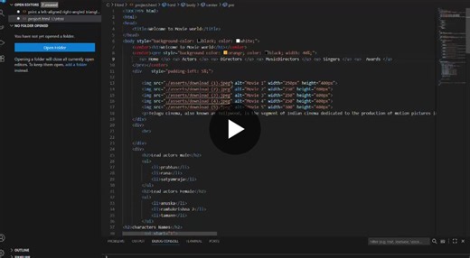 Description: This project is a static website created using HTML to showcase information about popular Indian movies like Baahubali, RRR, Salaar, and more. It introduces the movies, directors, music… | SAI Teja