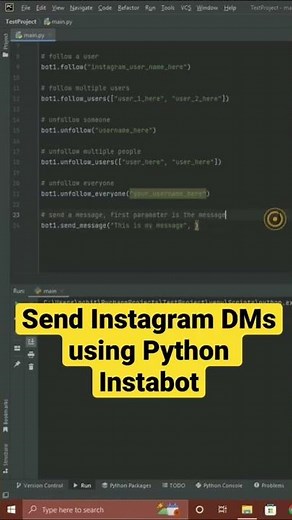 Send Instagram DMs using Python Instabot