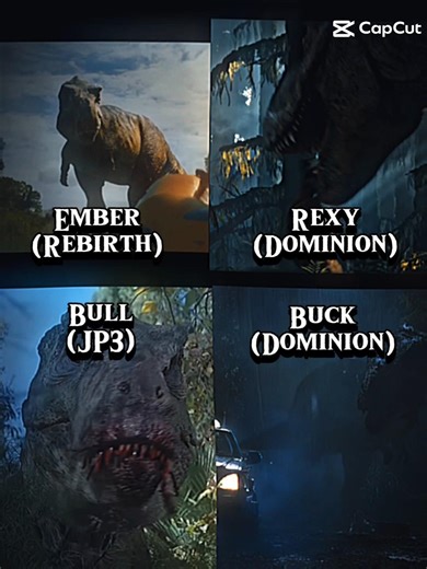 Rexy vs Bull vs Ember vs Buck #shorts #edit #vs #rebirth #jurassicworld #jurassicpark3 #trex