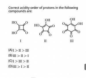 Correct acidity order of protons in the following compounds are... | Filo