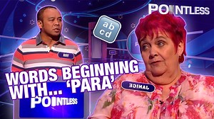 Time for a tongue twister! Contestants are shown seven definitions for words that begin with ‘PARA’, and they have to guess what exactly those words are. | Pointless