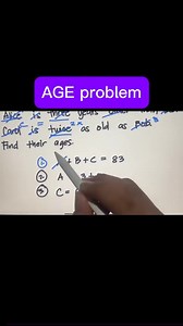 76K views · 643 reactions | Three friends: Alice, Bob, and Carol. Their ages total to 83. Alice is three years older than Bob. Carol is twice as old as Bob. Find their ages. | Philippine Review Center | Facebook